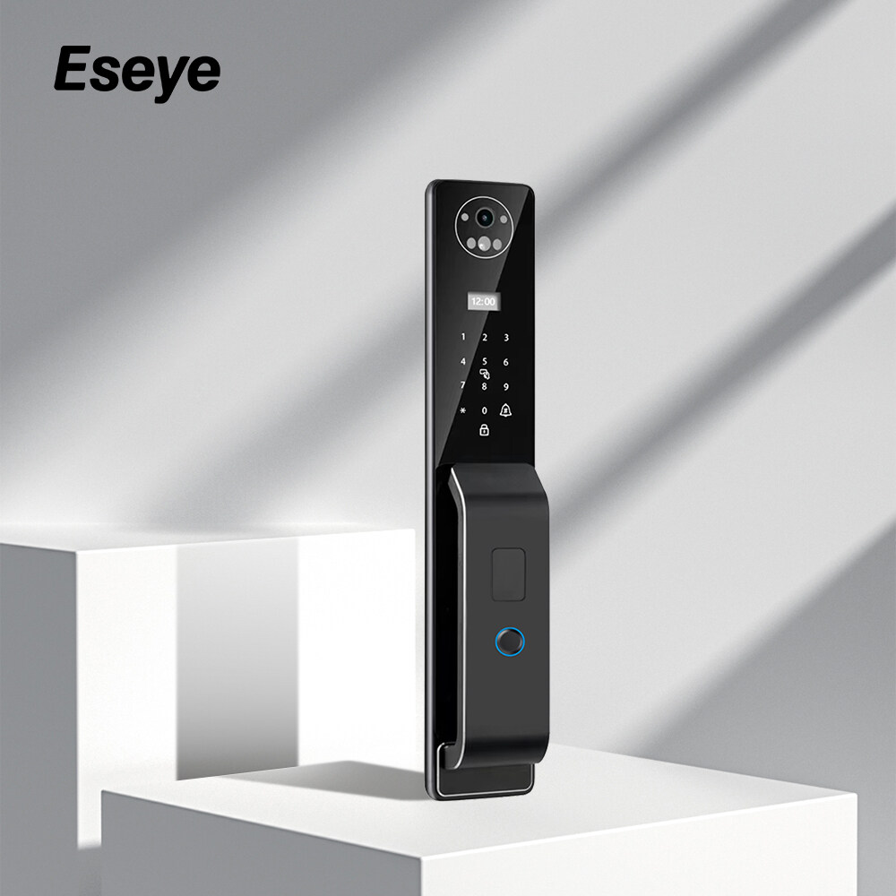 Eseye Black Metal Body 3D Face WiFi Biometric Fingerprint Fully Automatic Smart Intelligent Lock For Wholesale