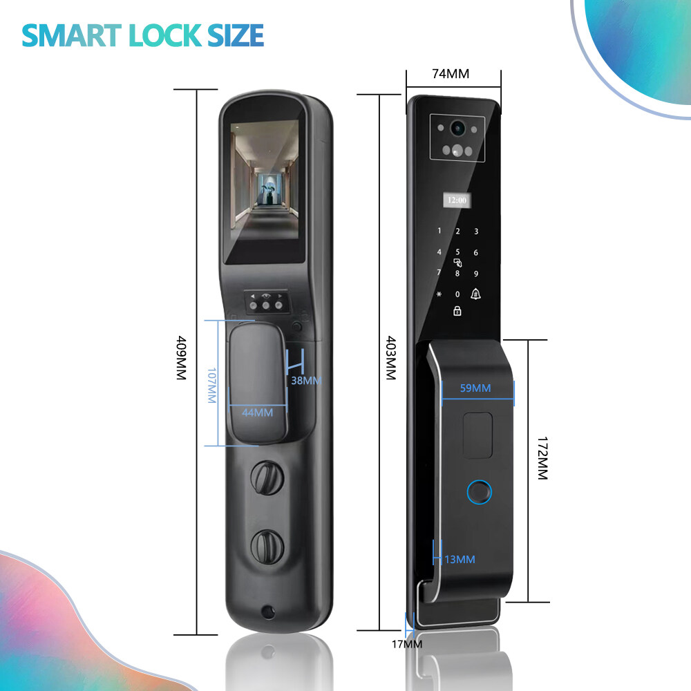 smart biometric fingerprint door lock built-in doorbell and camera, biometric smart lock, smart biometric door lock, smart door lock biometric, commercial keyless entry door lock