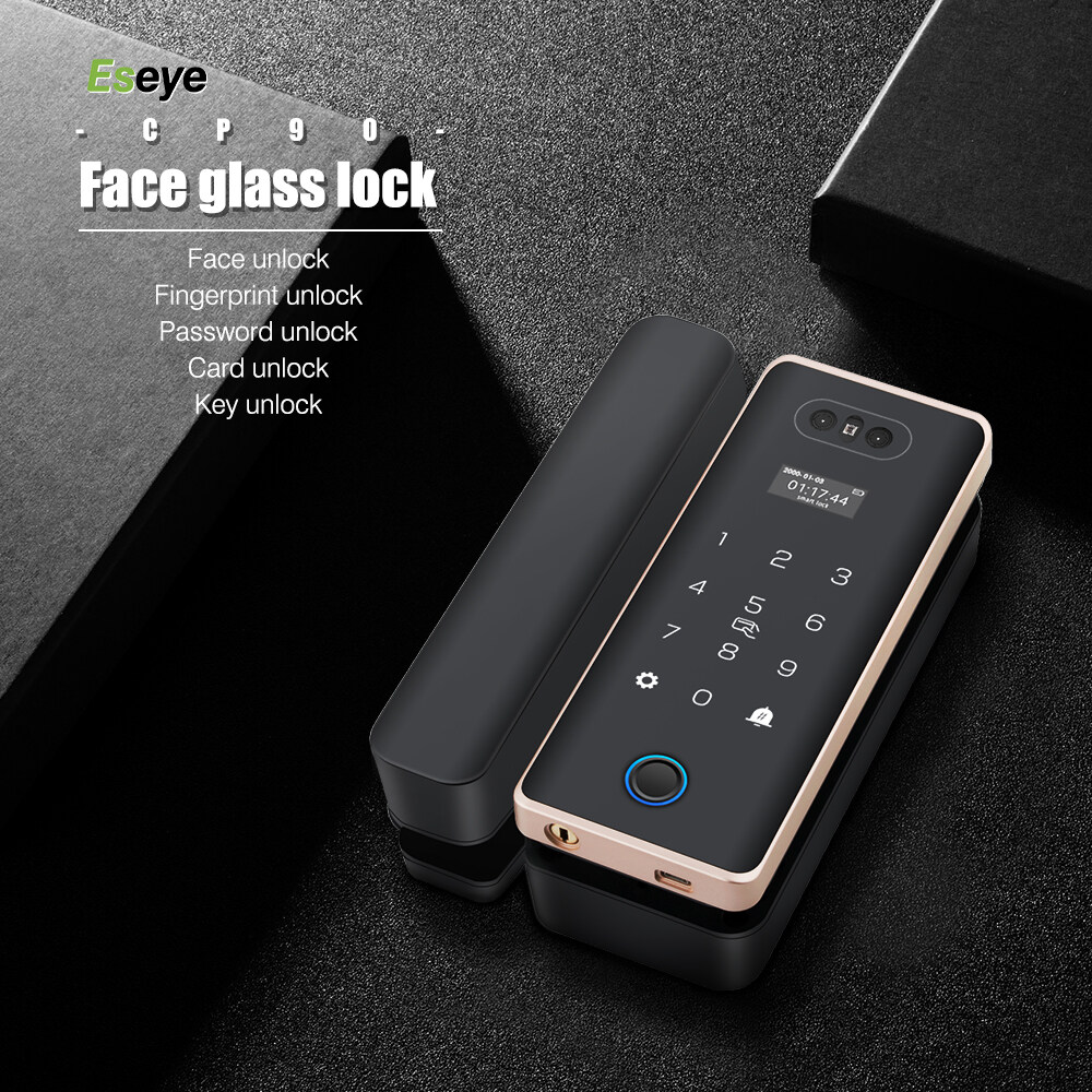 3d face lock , digital glass door lock, digital glass lock, double door glass lock, double glass door lock