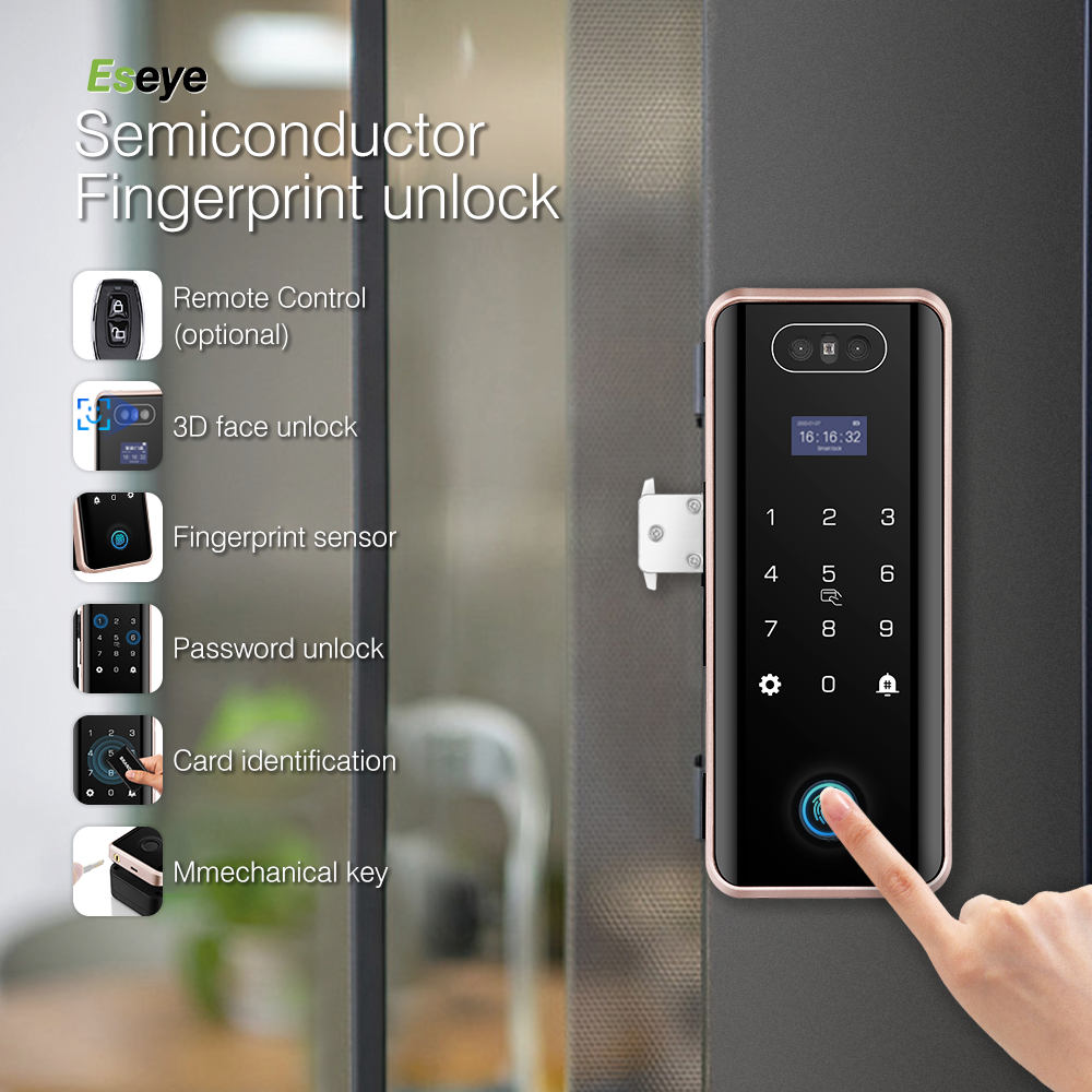 3d face lock , digital glass door lock, digital glass lock, double door glass lock, double glass door lock