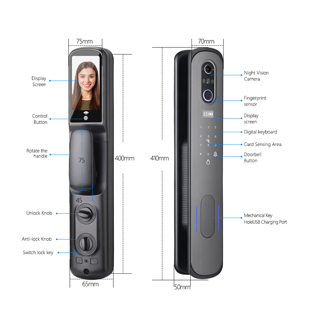 smart lock for double door, aluminium door smart lock, biometric smart door lock, black smart door lock, bluetooth smart door lock