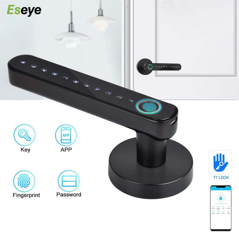 Elegent Round Black Fingerprint APP Password Key Unlock Smart Intelligent Lock For Sale