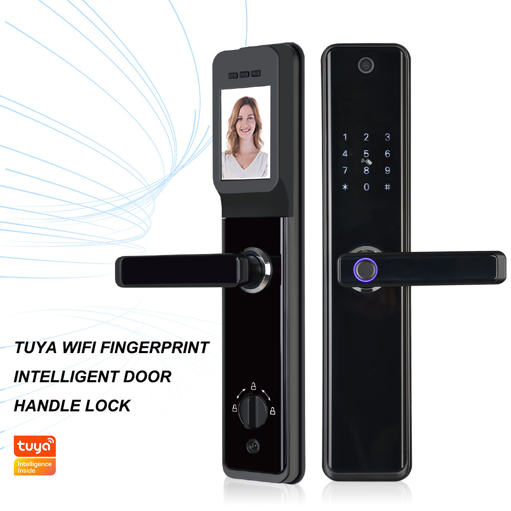 Good Quality Factory Made Black APP/Fingerprint/Password/Card/Key Unlock Smart Lock With Handle For Sale