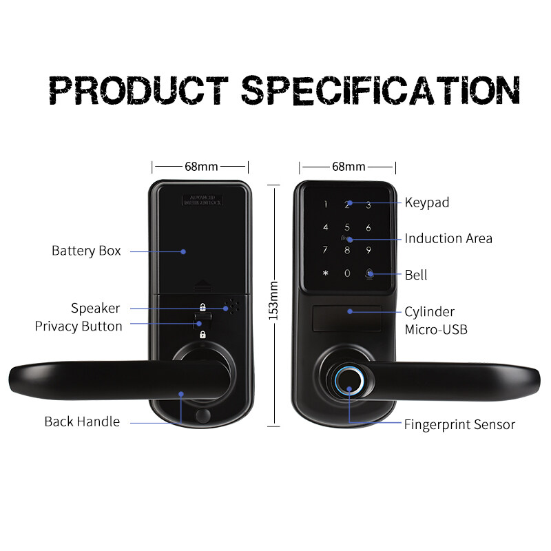 Eseye security door lock system fingerprint Keyless digital lock door WiFi biometric lock fingerprint door