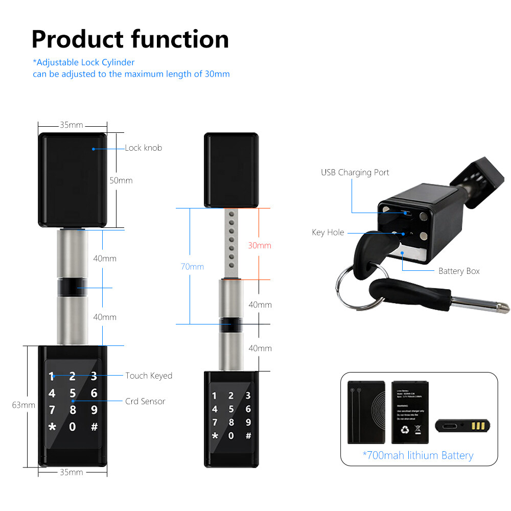 cylinder smart lock, euro profile cylinder smart lock, smart euro cylinder lock, smart key double cylinder lock, smart lock euro cylinder