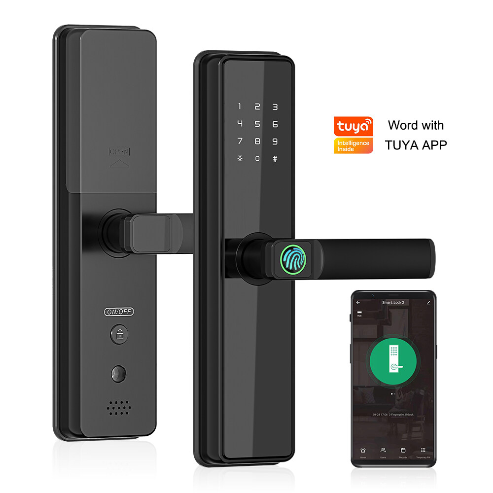 Black Metal Body Tuya APP / TT Lock APP Unlock Smart Intelligent Lock Fingerprint Door Lock Hotel Lock