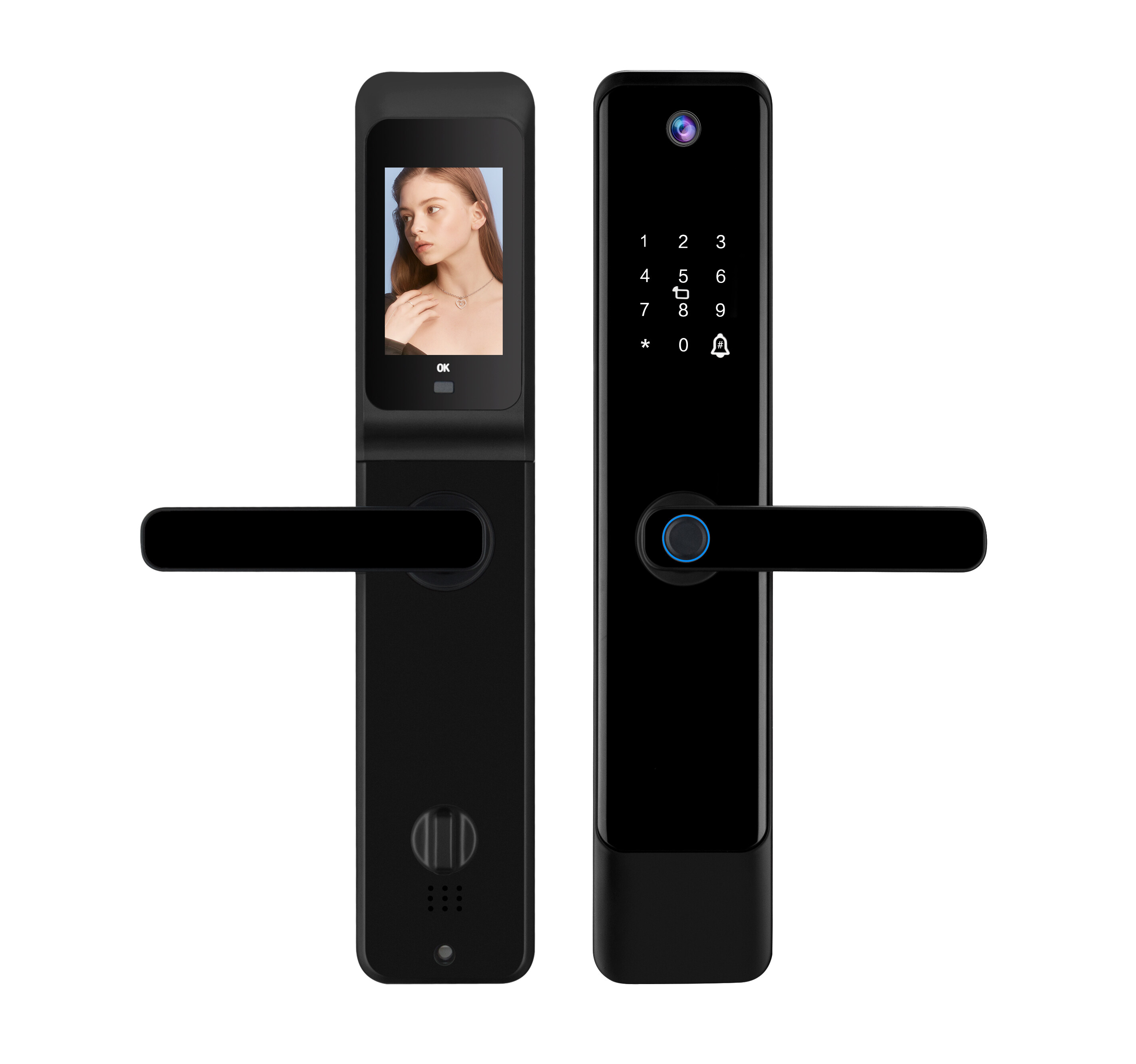 Tuya WIFI Or TTLock Bluetooth Fingerprint Metal Body Smart Intelligent Door Handle Lock With Handle For Wholesale